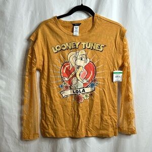 NWT Truce from Nordstrom Yellow Lola Bunny Mesh Long Sleeve Shirt Size XL(16)